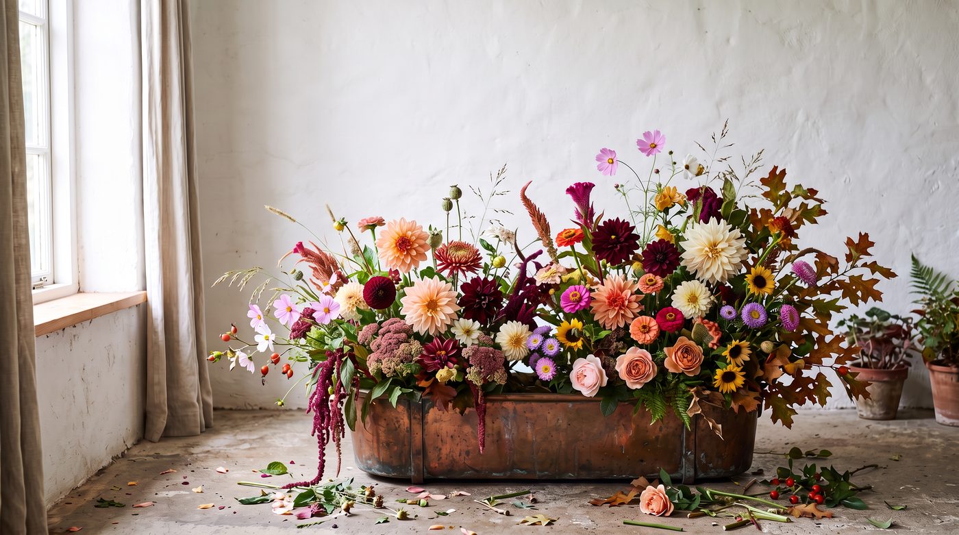 Hand-tied seasonal bouquet by Blooms with Deb